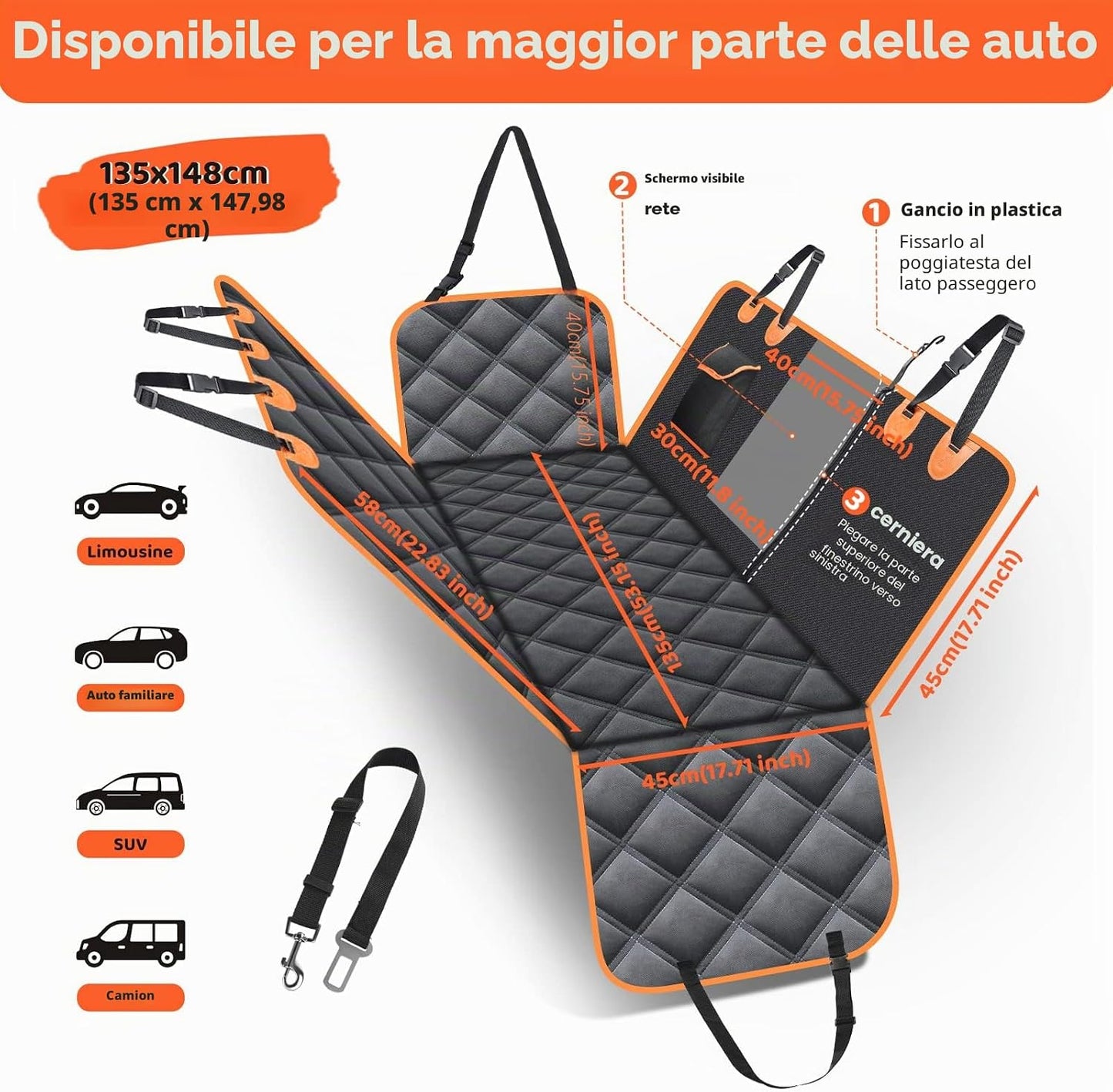 Estensore per Sedile Auto per Cani